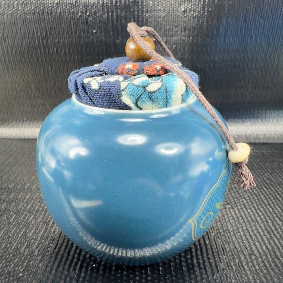 Vintage Asian Ceramic Trinket Box Container With Hand Made Lid Stopper Decor VTG - Picture 9 of 10